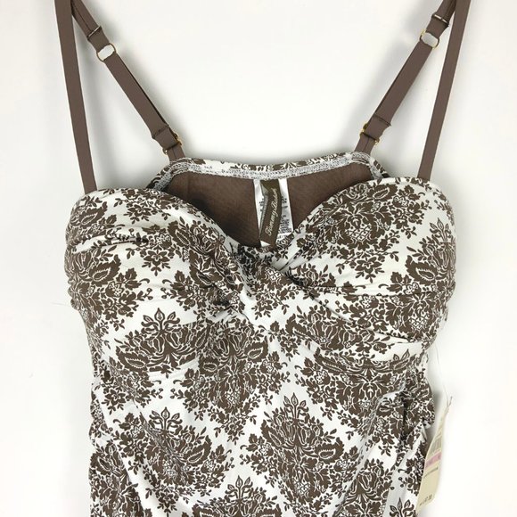New Tommy Bahama One-Piece Swimsuit White/ Taupe Size 6 - Picture 4 of 16